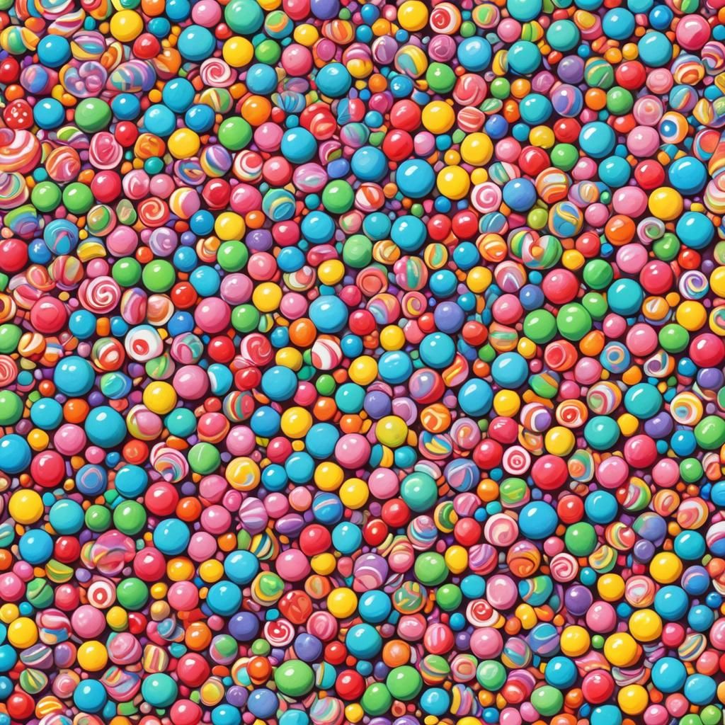 Vibrant Candyland Gouache Painting with Playful Brushstrokes