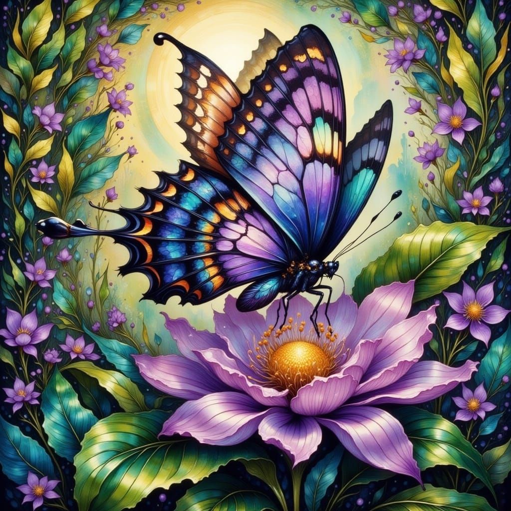 Whimsical Floral Fantasy in Art Nouveau Style