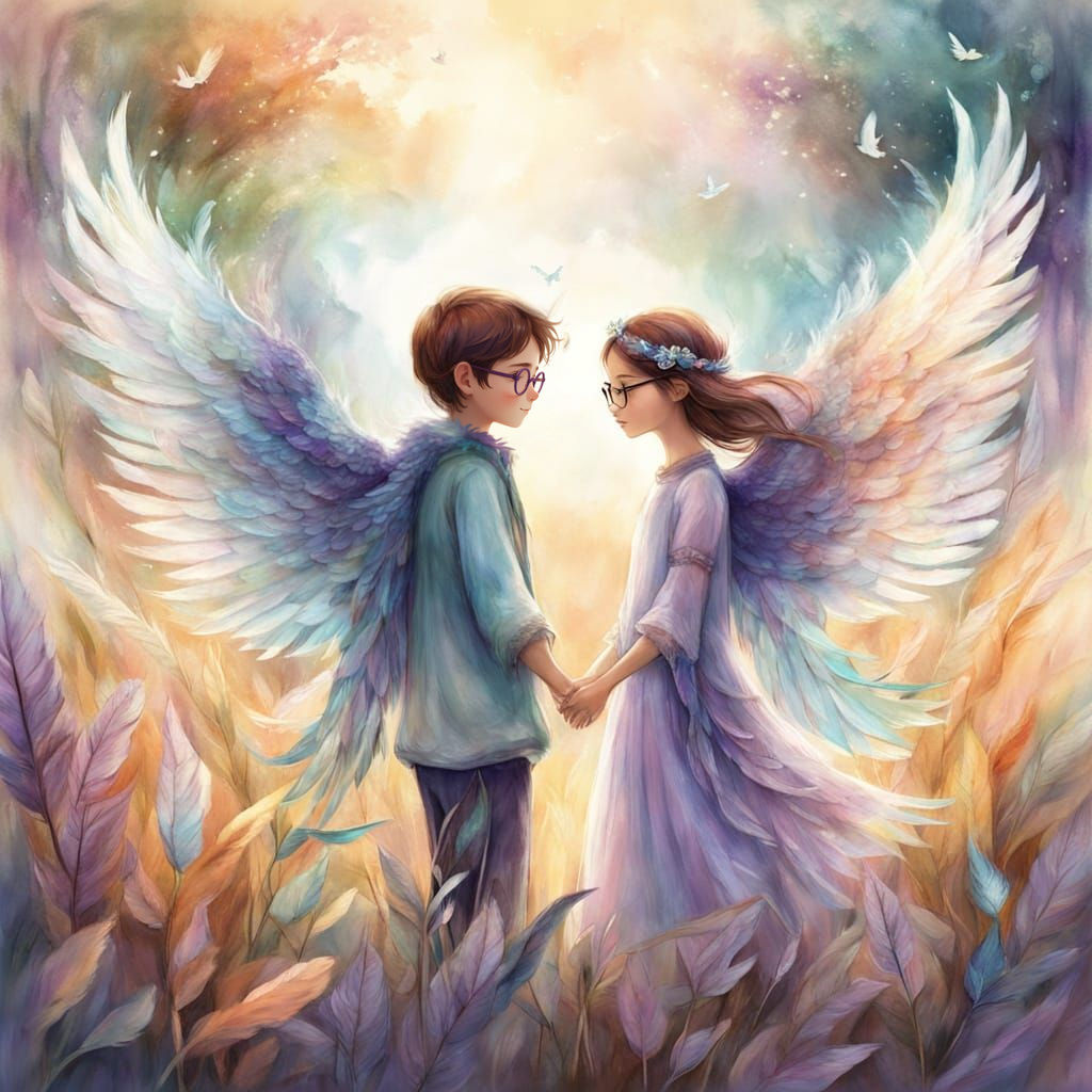 Boy and Girl in Whimsical Flight