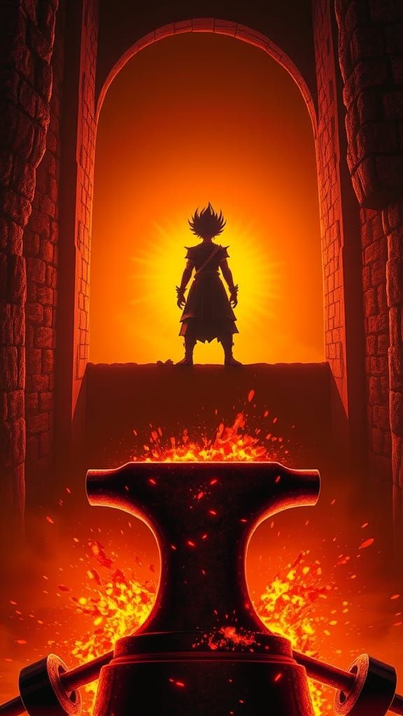 Epic Mobile Game Loading Screen with Blacksmith