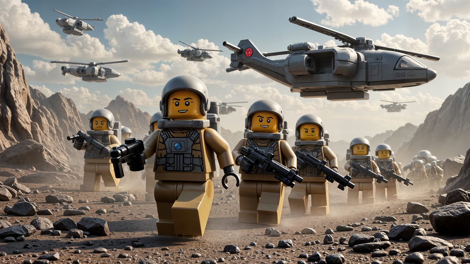 Lego Astronauts Marching on Alien Planet