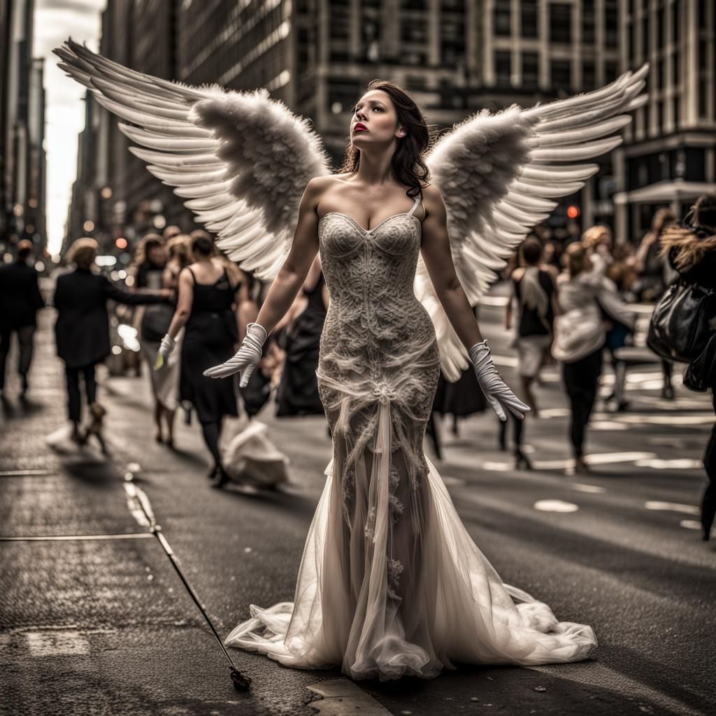 Pigs Fly with Angel Wings in Manhattan