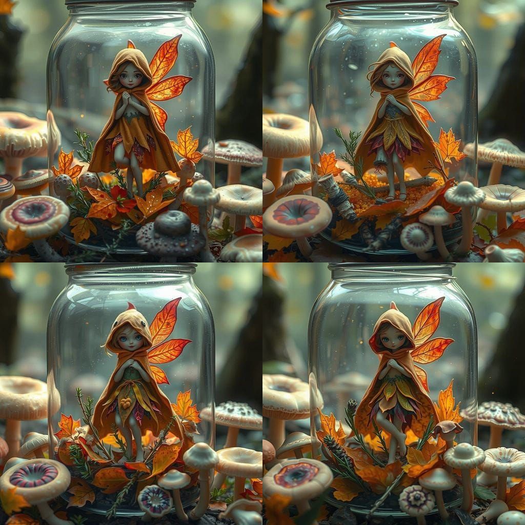 Enchanted Autumn Fairy in Glass Jar