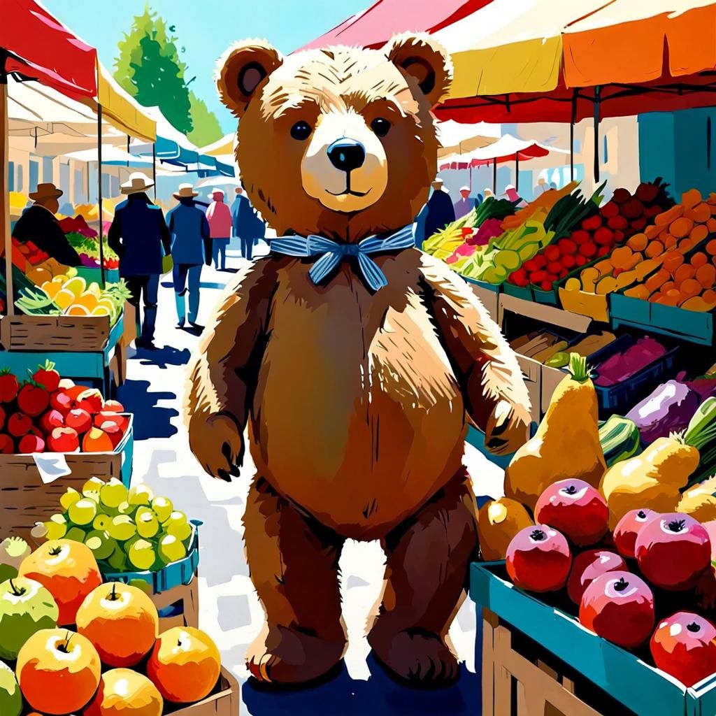 Teddy Bear at French Market, Abstract Art
