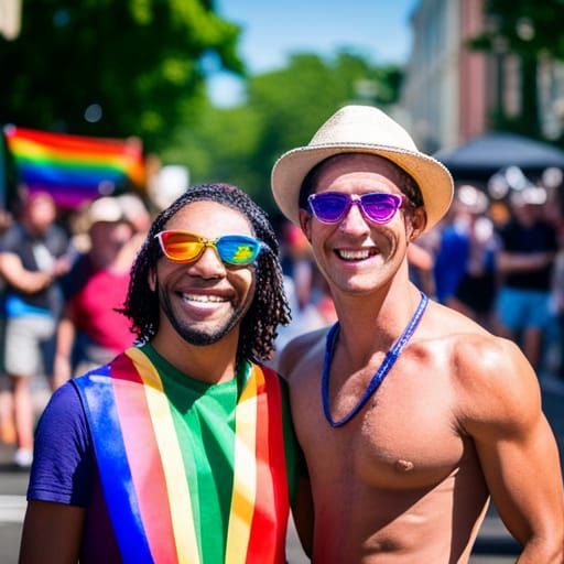 Joyful Rainbows at a Gay Pride Parade