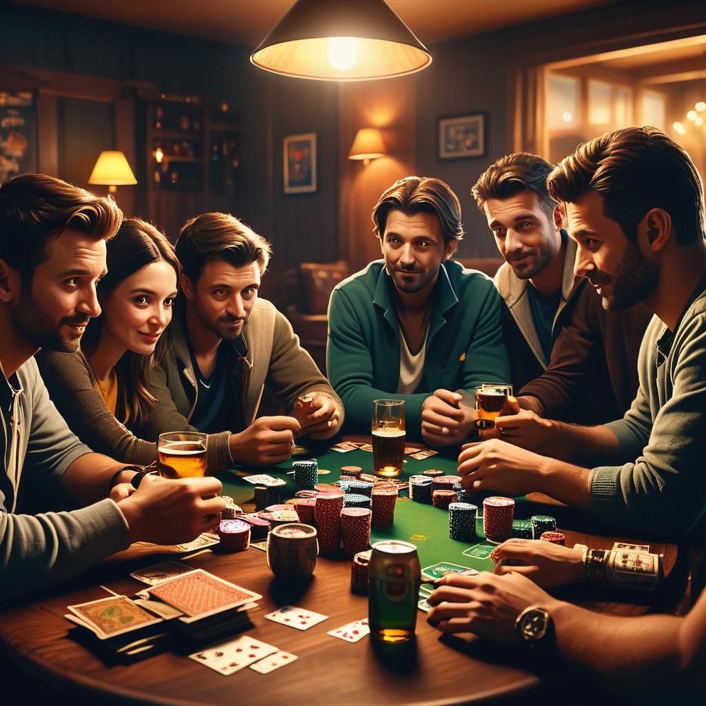Cozy Poker Night in a Vibrant Living Room