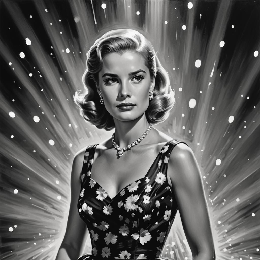 Grace Kelly Portrait with Spotlights, Splash Art Style