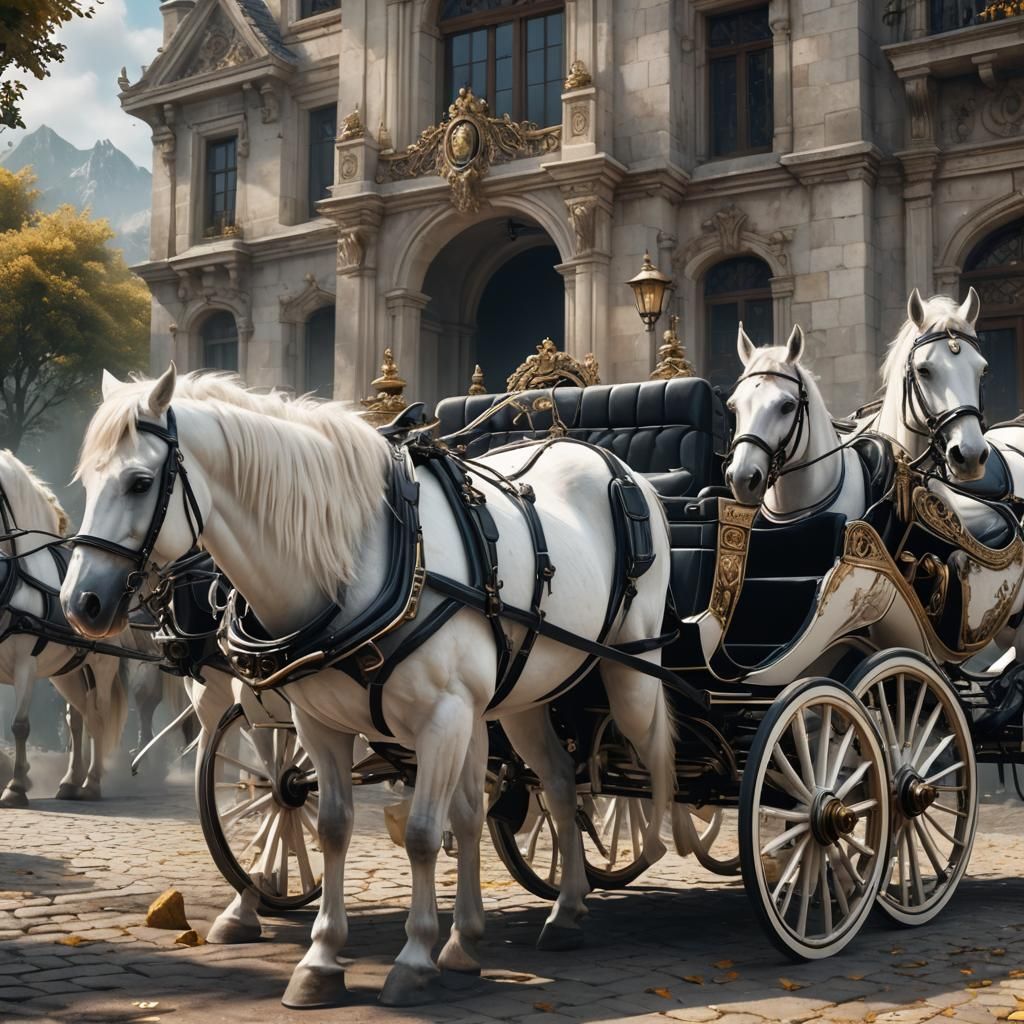 Fantastical Horse Carriage in Detailed Matte Painting