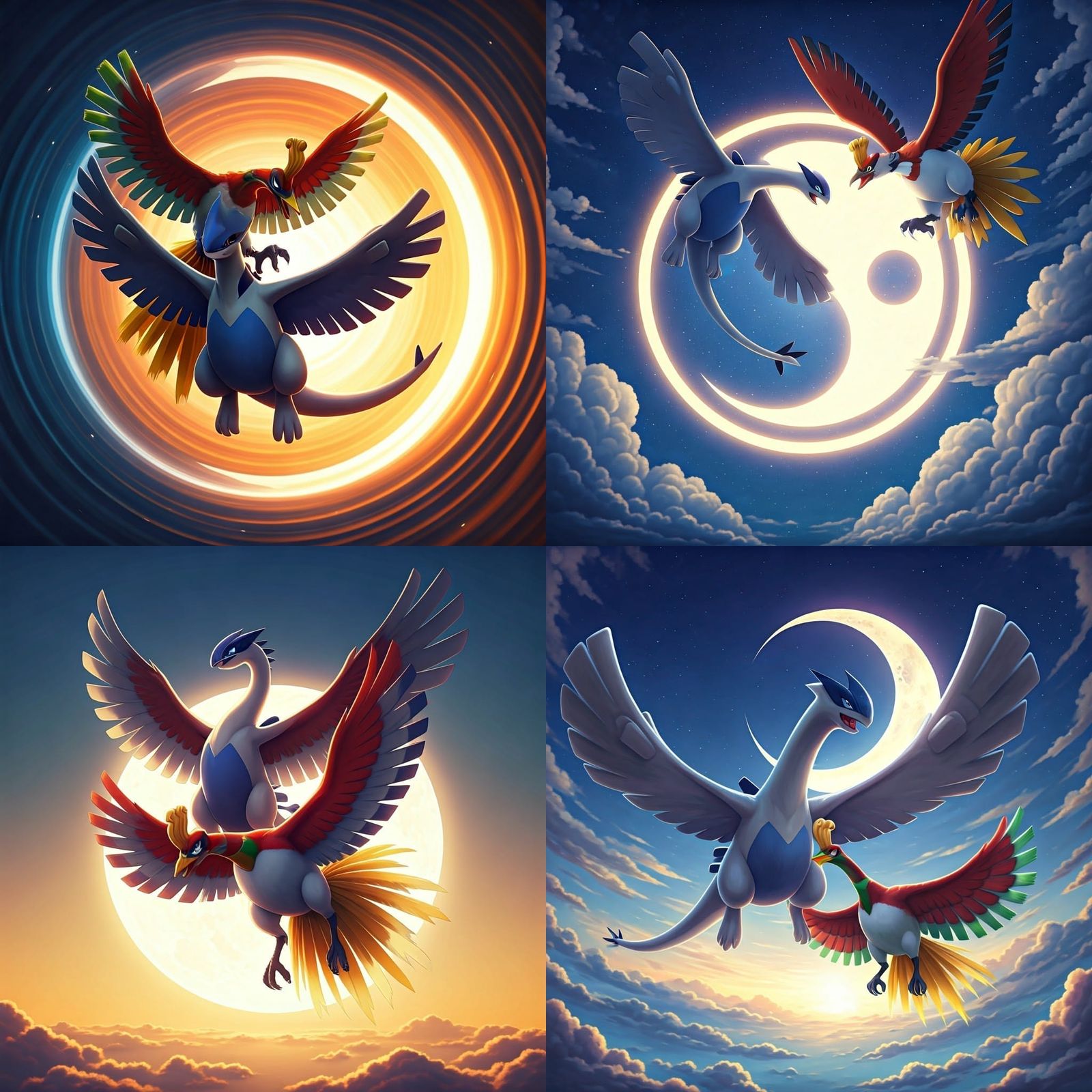 Pokemon Lugia and Ho-Oh in Ying Yang Style