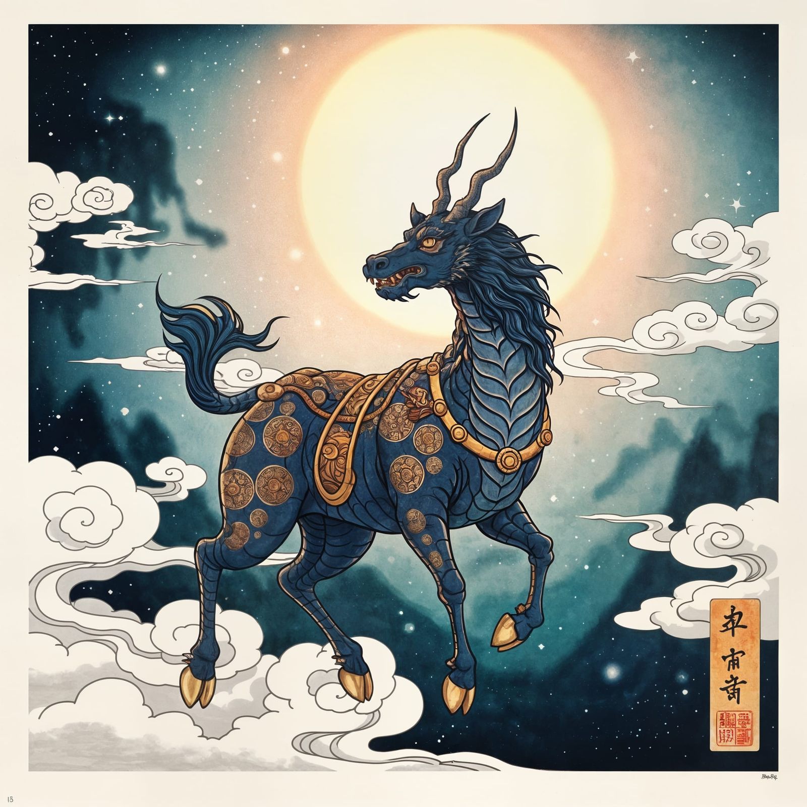 Kirin Ascending: A Luminous East Asian Painting