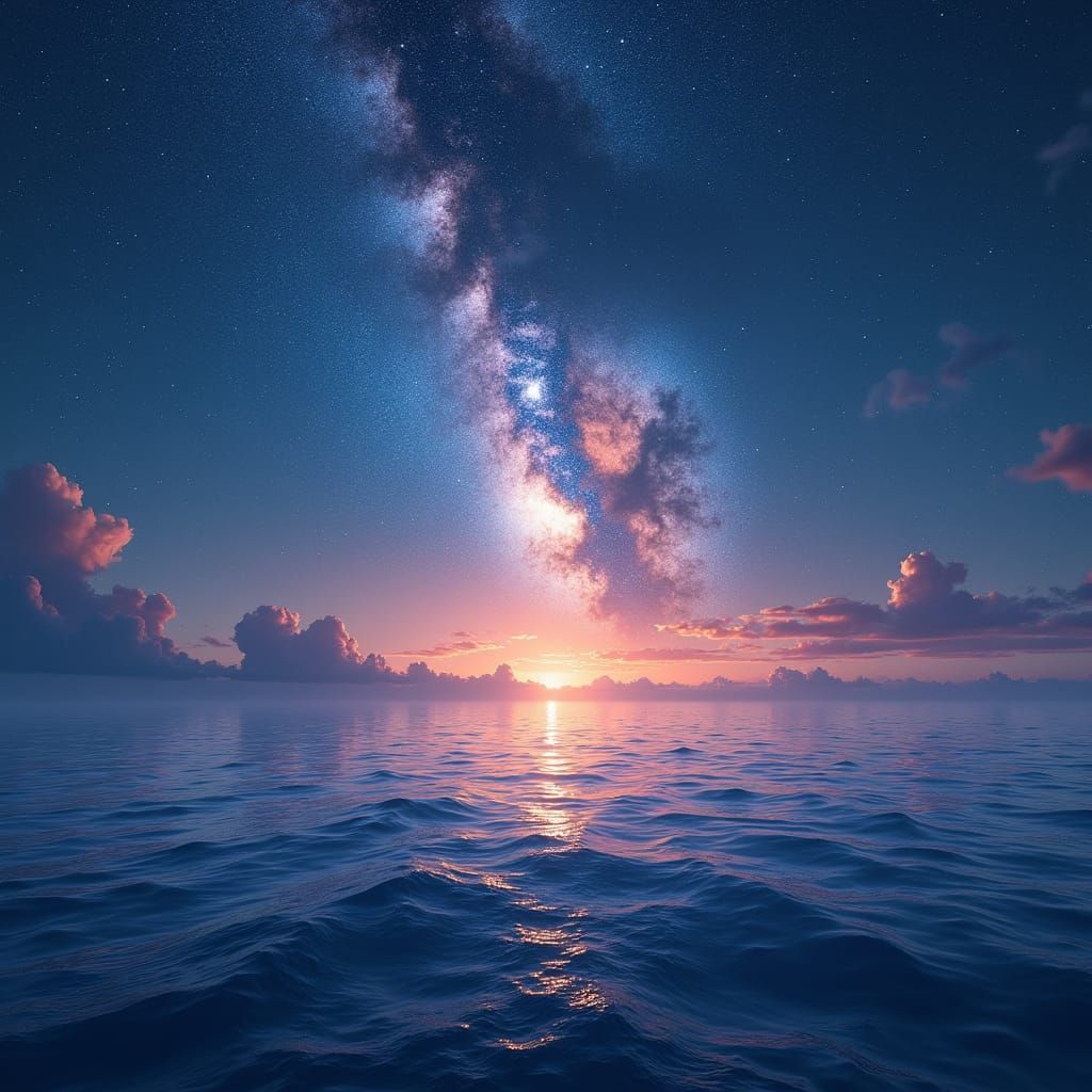 Milky Way Galaxy Reflected on Tranquil Sea