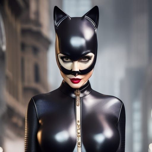 Detailed Catwoman Portrait in Digital Art Style