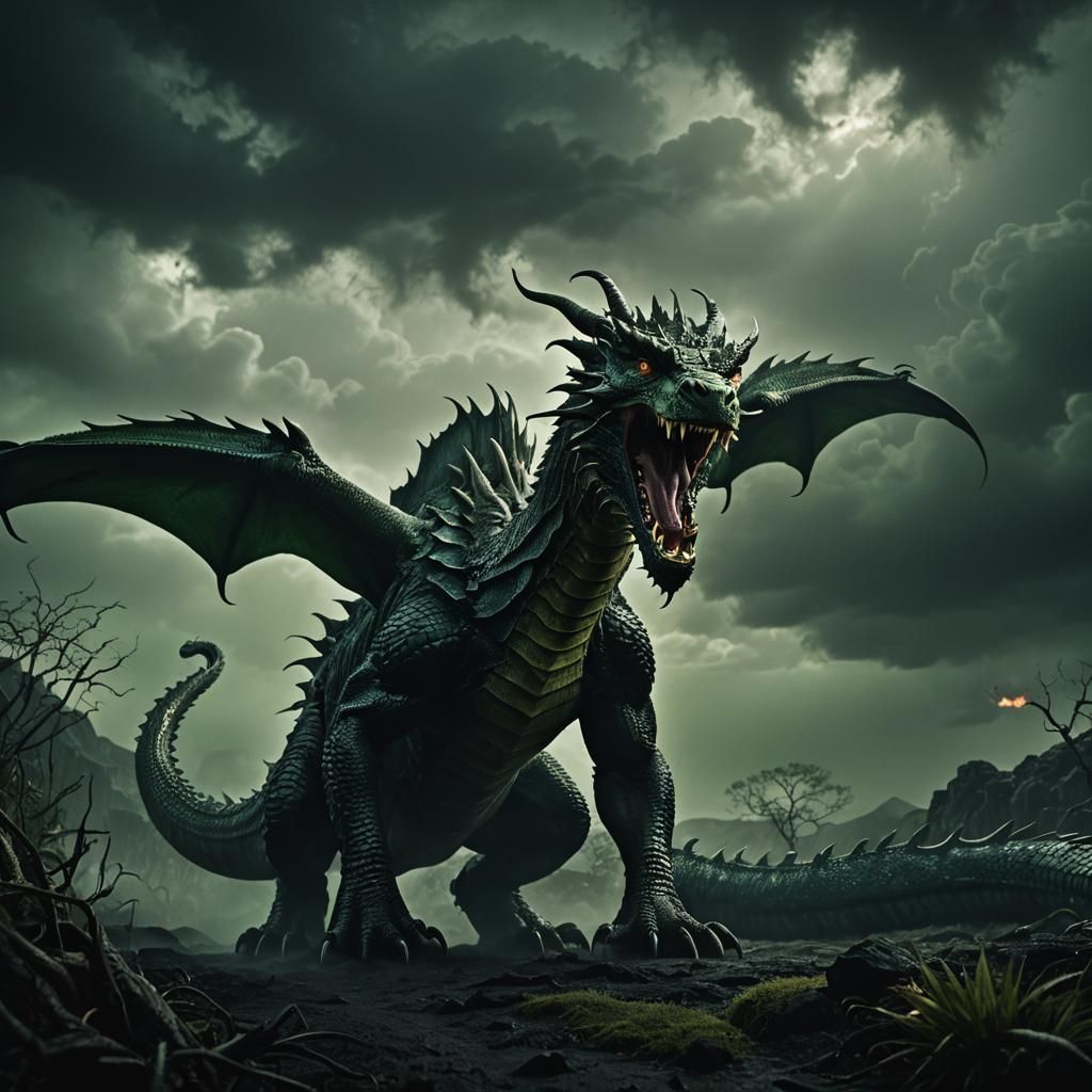 Dragon Anaconda Fusion in Dark Fantasy Style