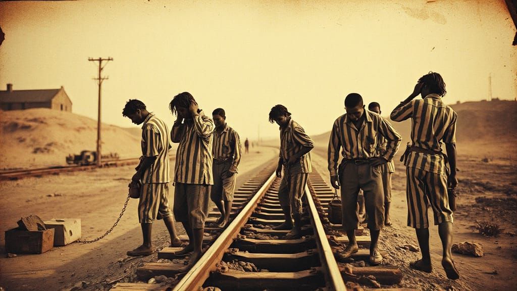 Stripped of Freedom: Vintage-Style Prisoners in Railway Labo...