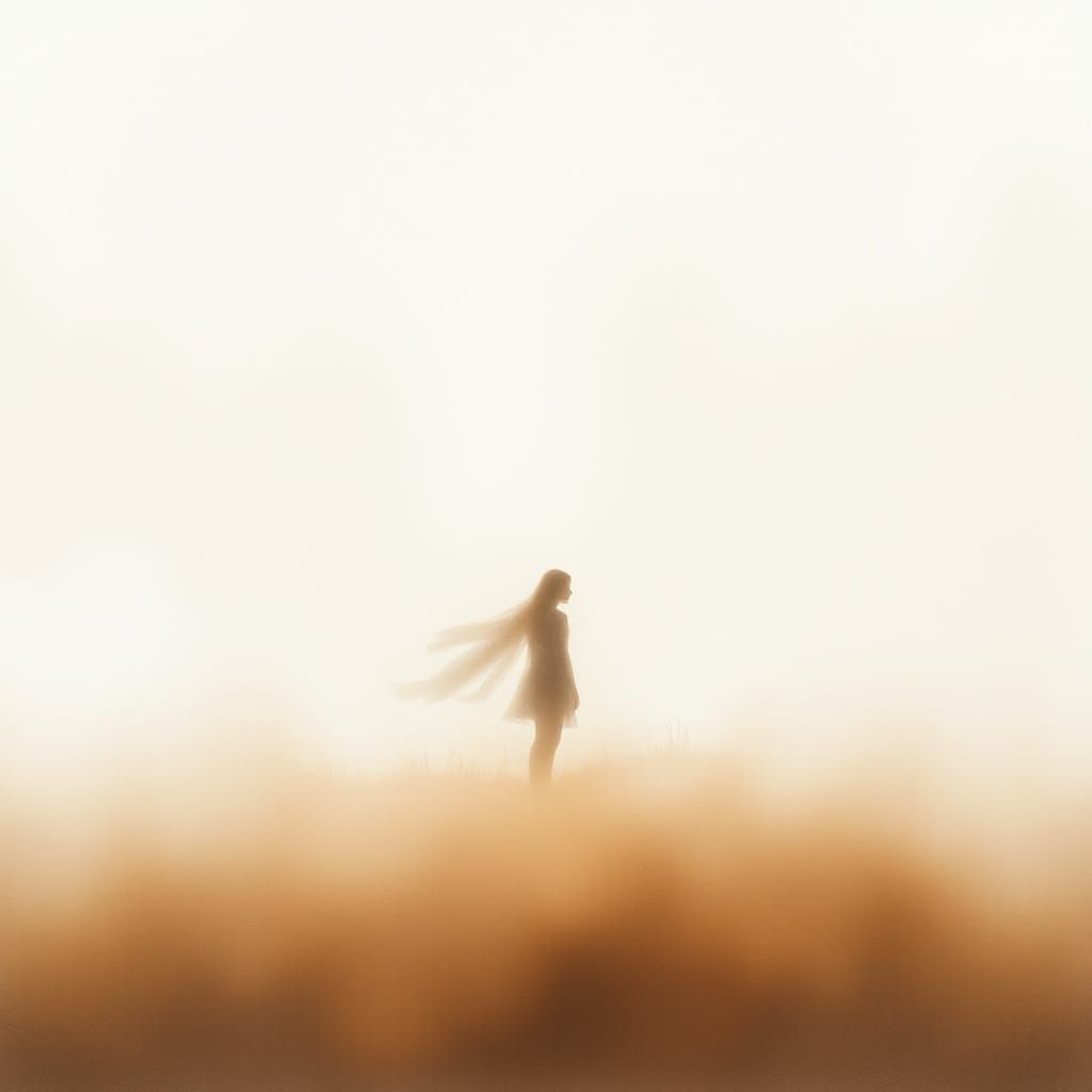 Ethereal Figure Fades into Soft Watercolor Hues