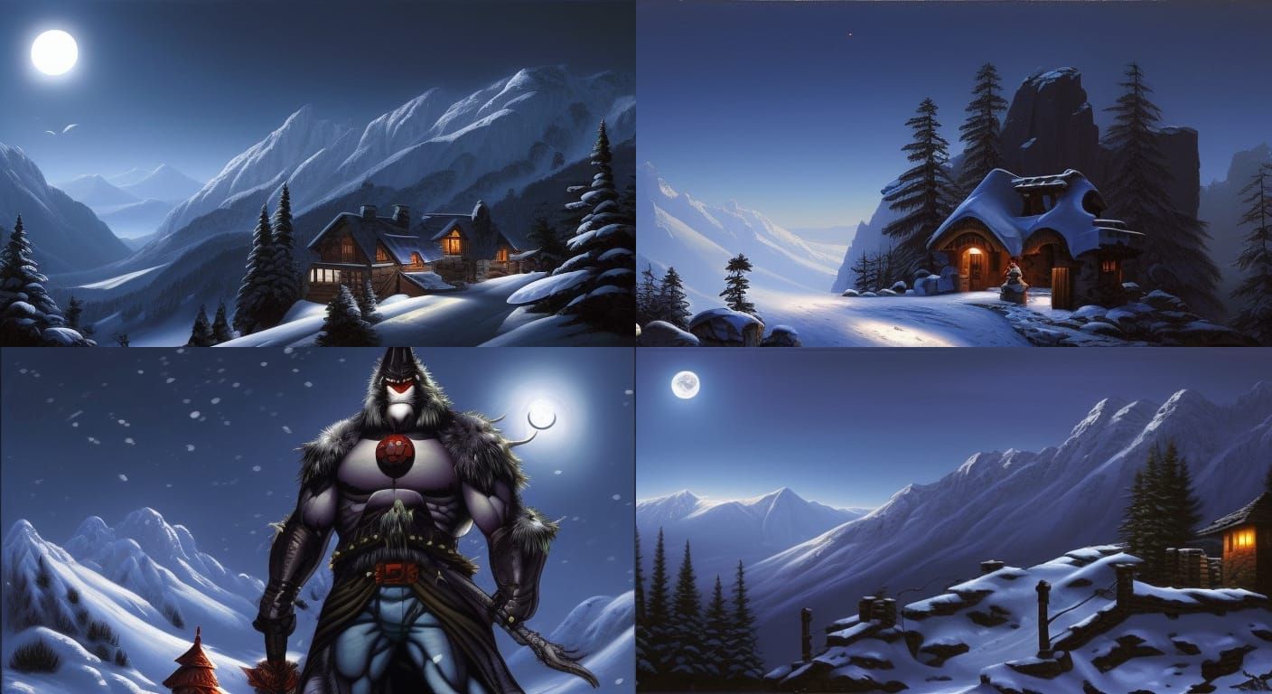 Centaur Sentry in Snowy Dark Fantasy Landscape