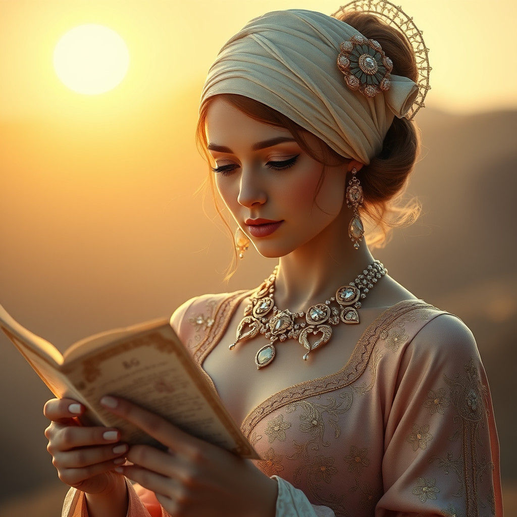 Ethereal Persian Woman Reading Letter
