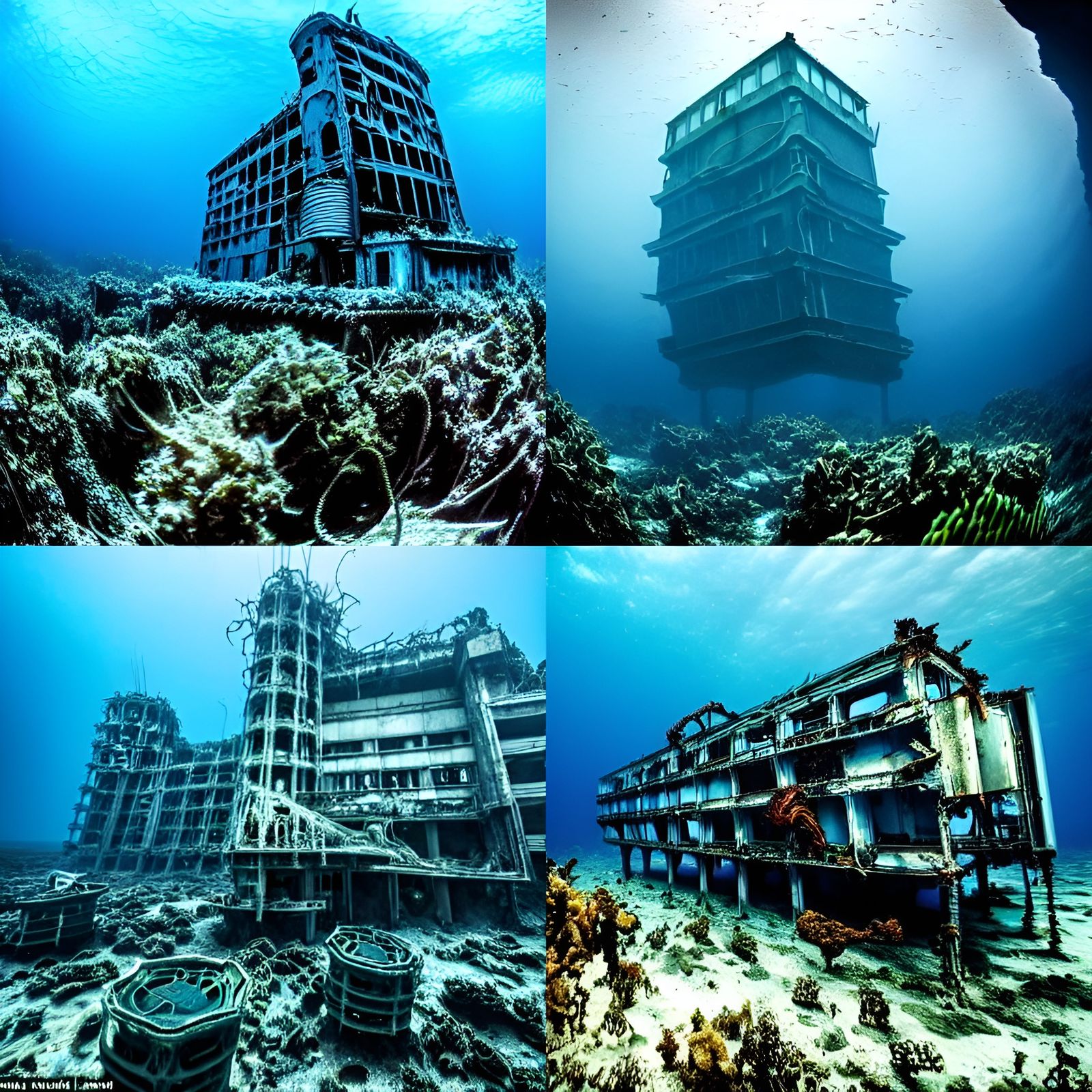 Haunted Alien Ruins in Blue Seawater