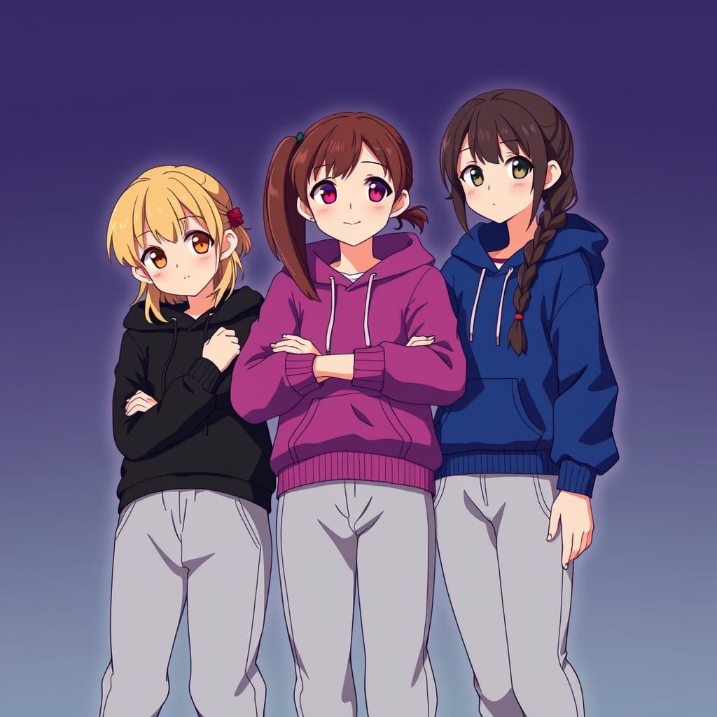 Anime Girls in Studio Trigger Manga Style