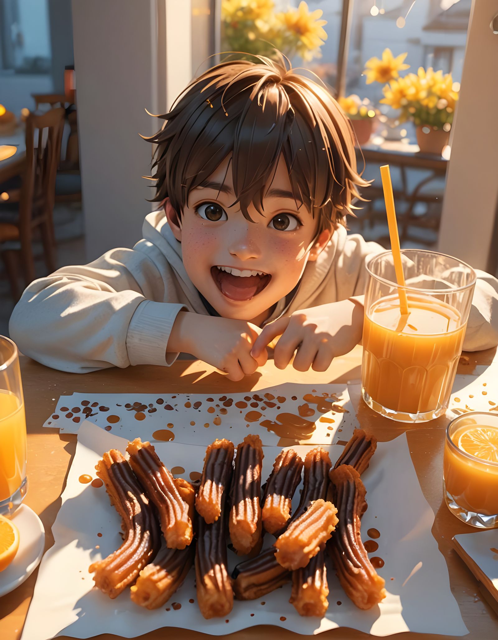 Vibrant 8K Anime Breakfast Scene