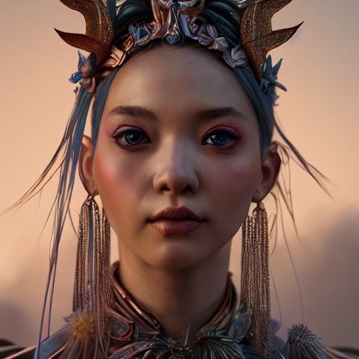 Dystopian Fairy Goddess Portrait in Matte Painting Style