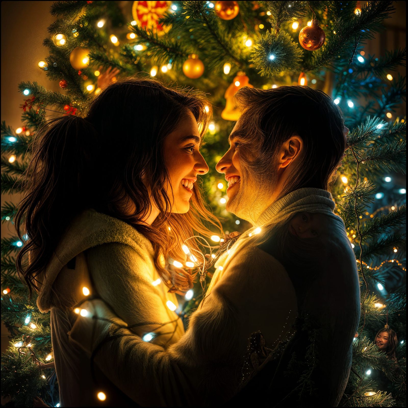 Festive Christmas Tree Decorating: A Cinematic Moment