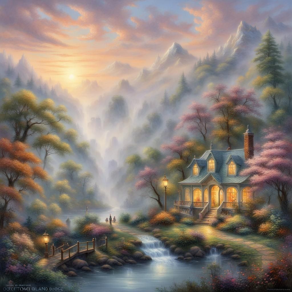 Ethereal Tiger in Misty Island Forest: Fantasy Art