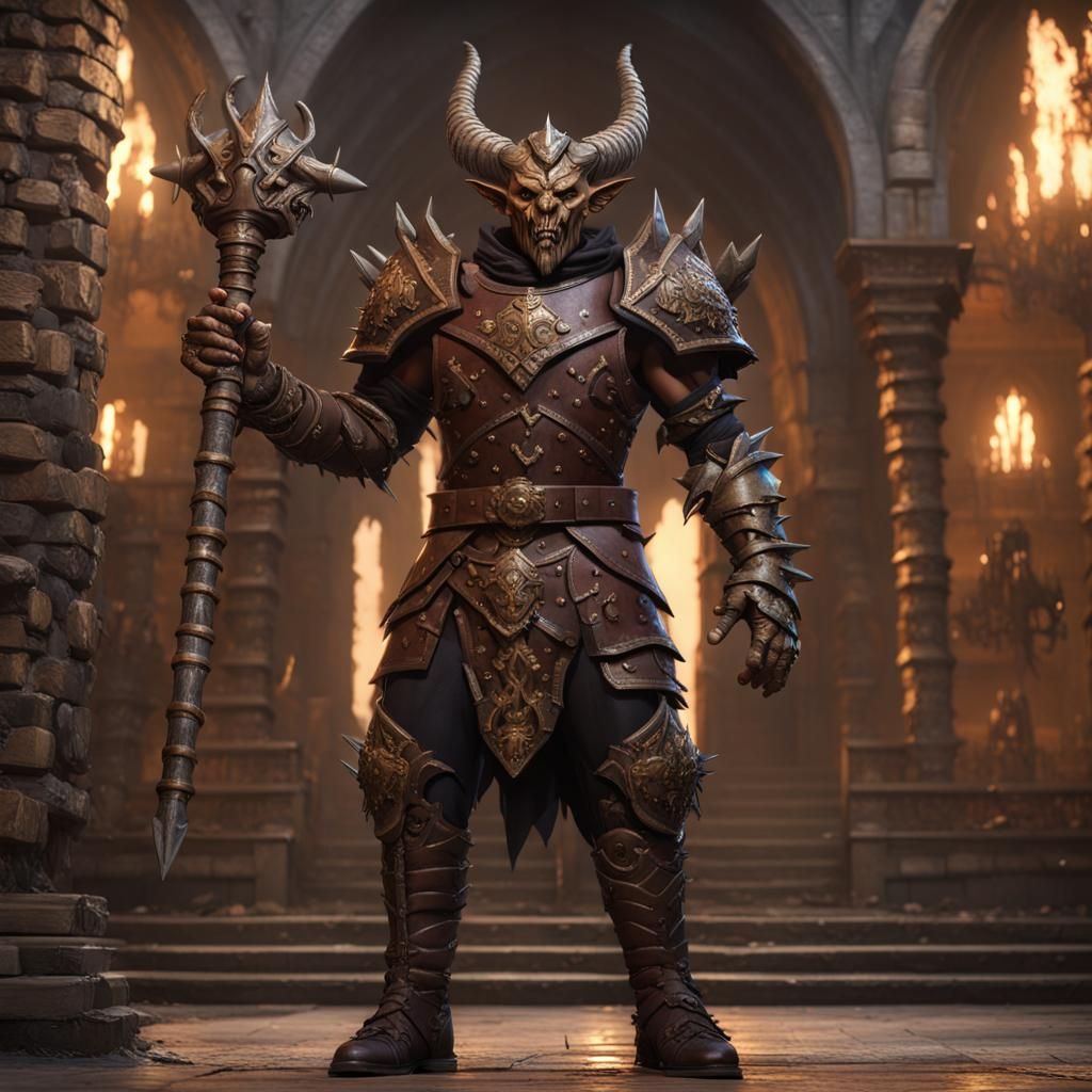 Wooden Demon Warrior in Dark Fantasy Concept Art