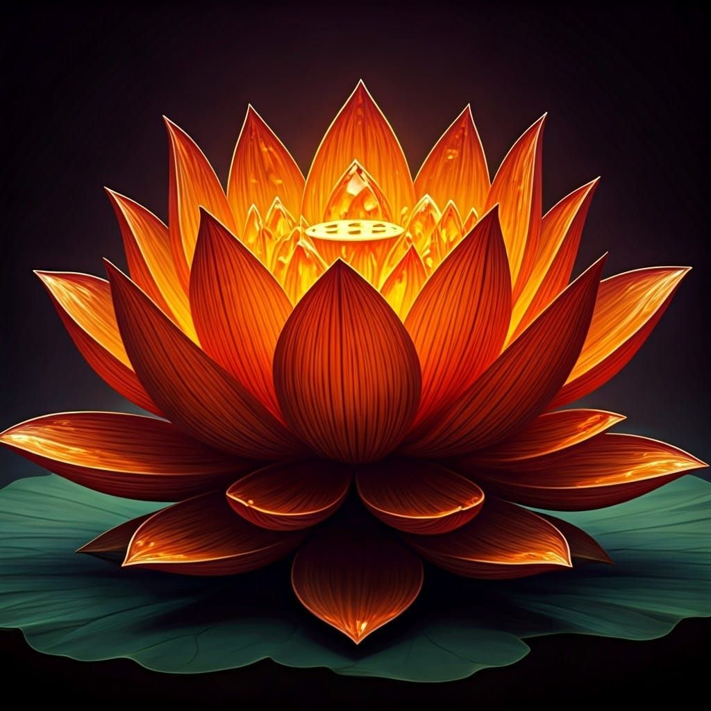 Amber Gem Lotus: Detailed Matte Painting