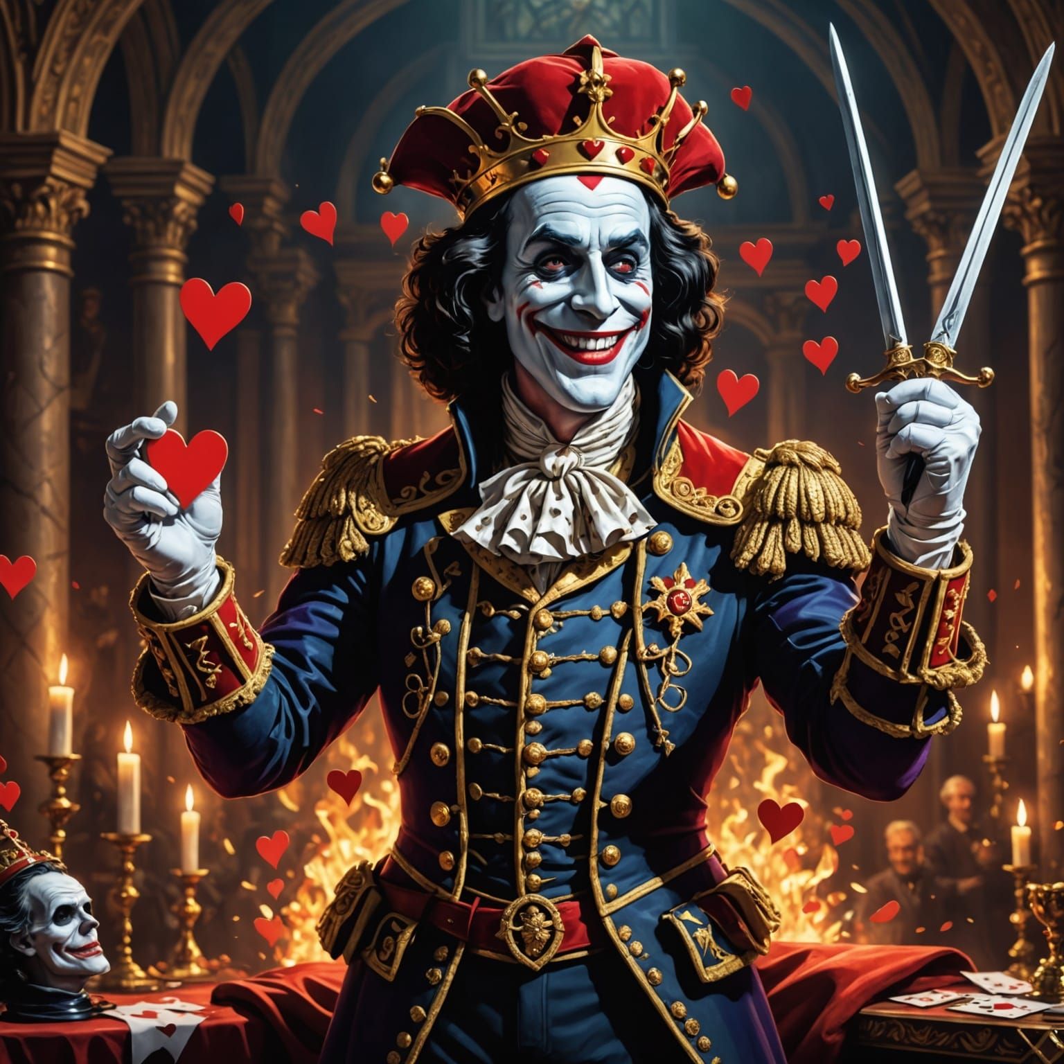 King Charles as King of Hearts Confronts Joker