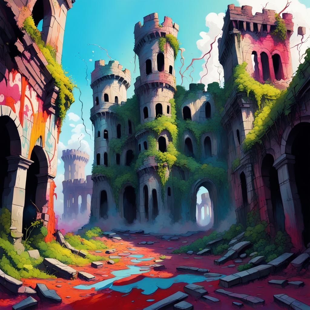 Graffiti Art of Castle Ruins
