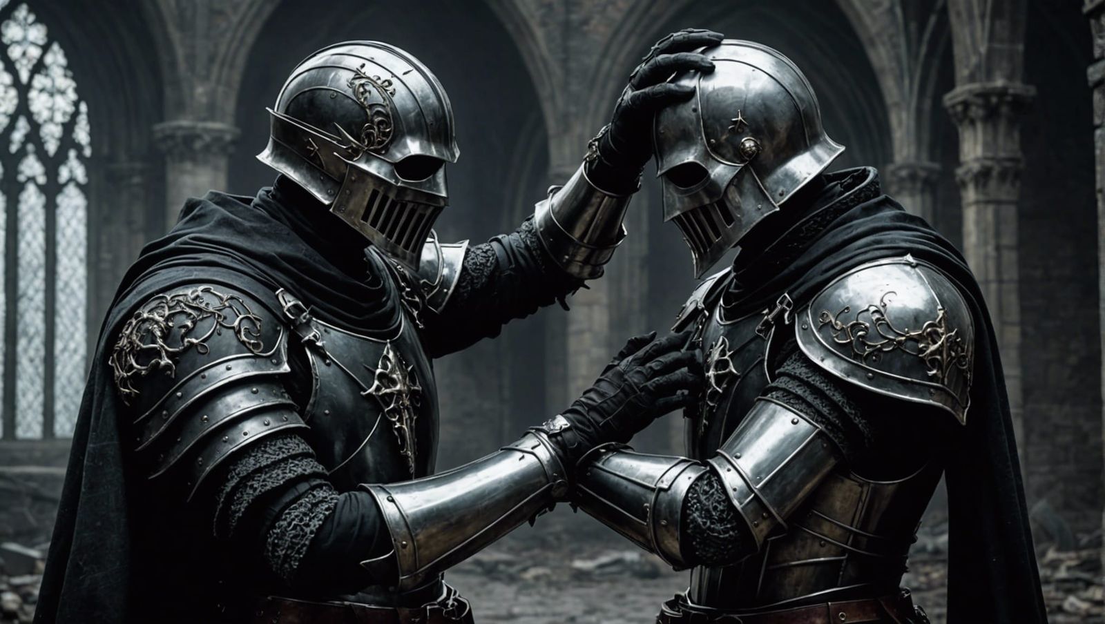 Gothic Knight Beheading Figure in Dark Fantasy Art