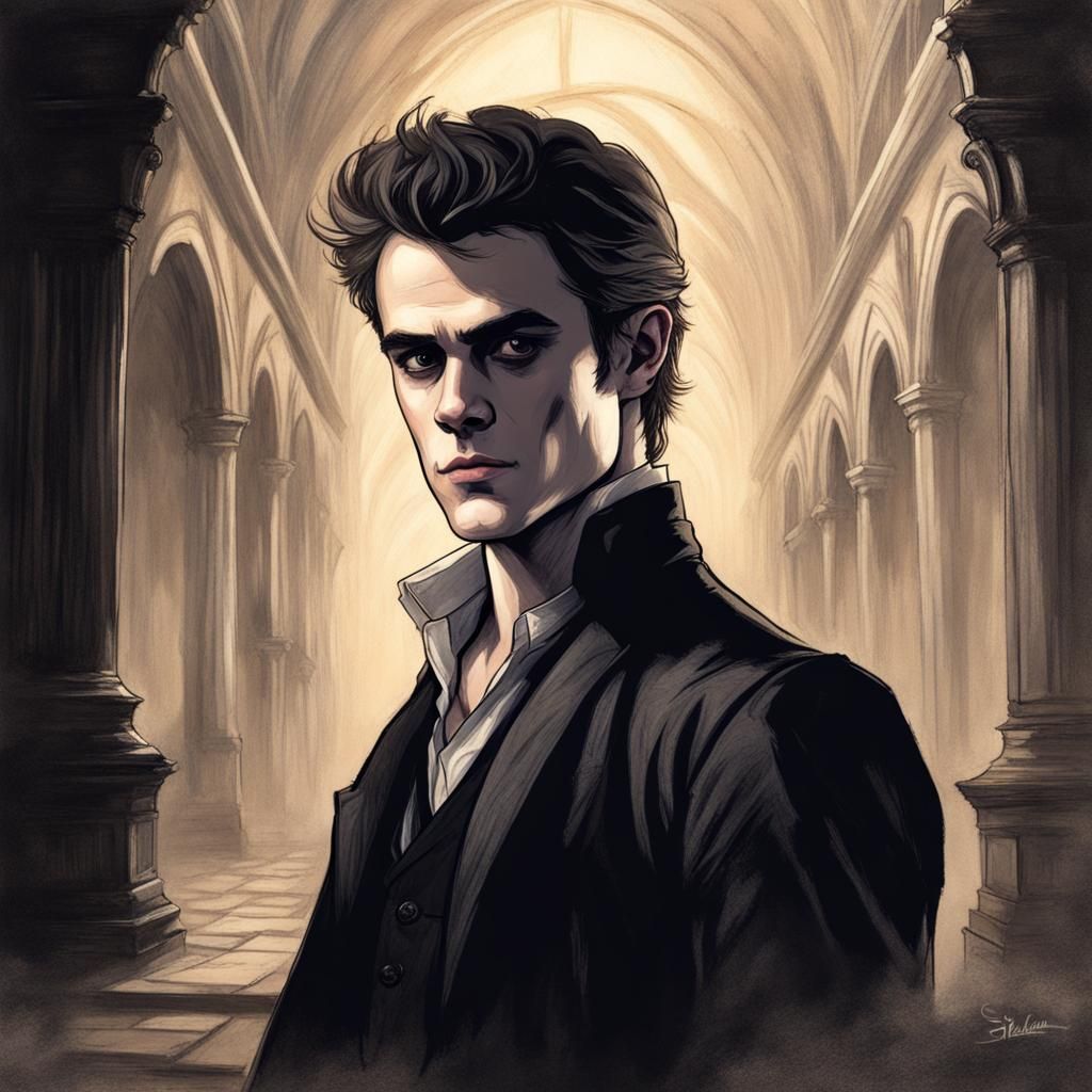 Stefan Salvatore in Dark Romantic Horror Style