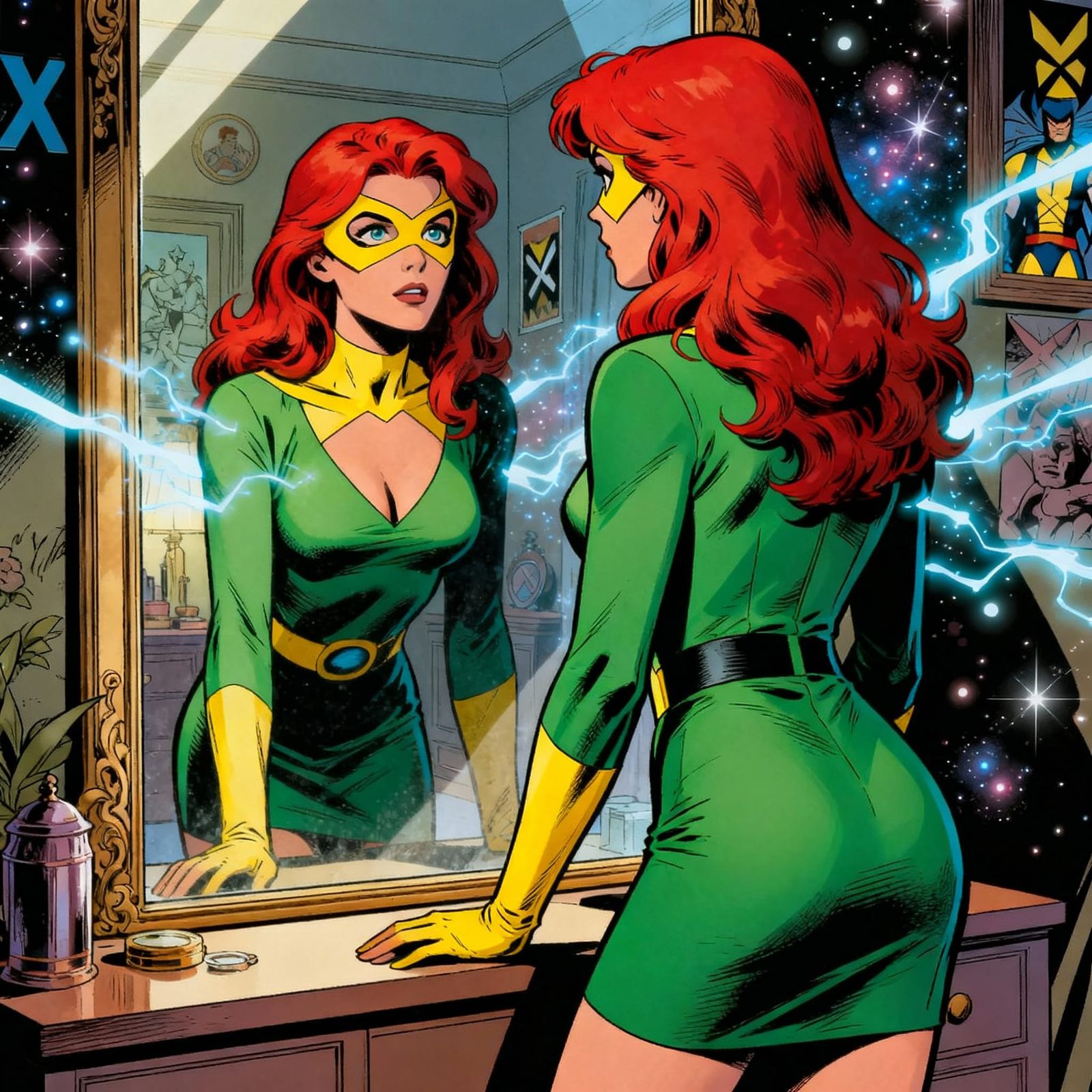 Marvel Girl Pensive in 1970s Comic Pin-Up Style