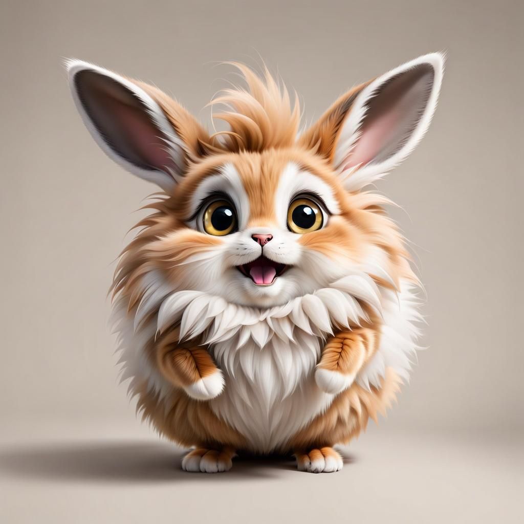 Playful Fluffy Creature with Expressive Eyes