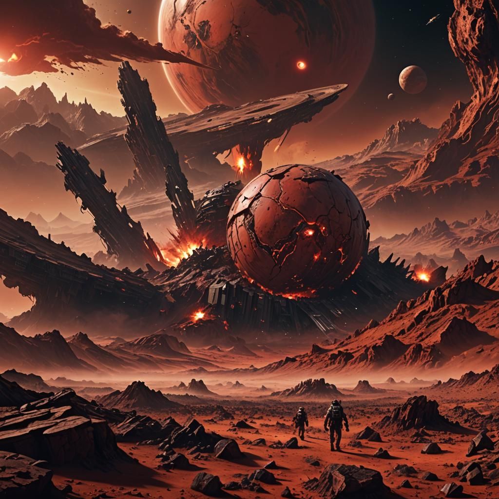 Epic Red Planet Digital Matte Painting