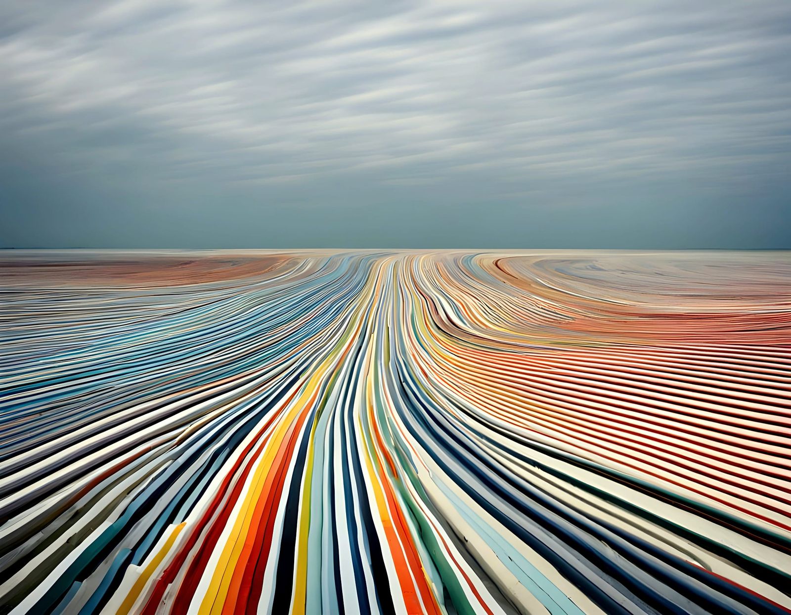 Vibrant Striped Ocean Waves in Abstract Style