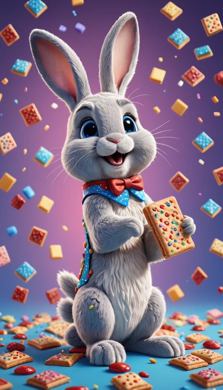 Cute Bunny with Pop Tarts as 3D Digital Art