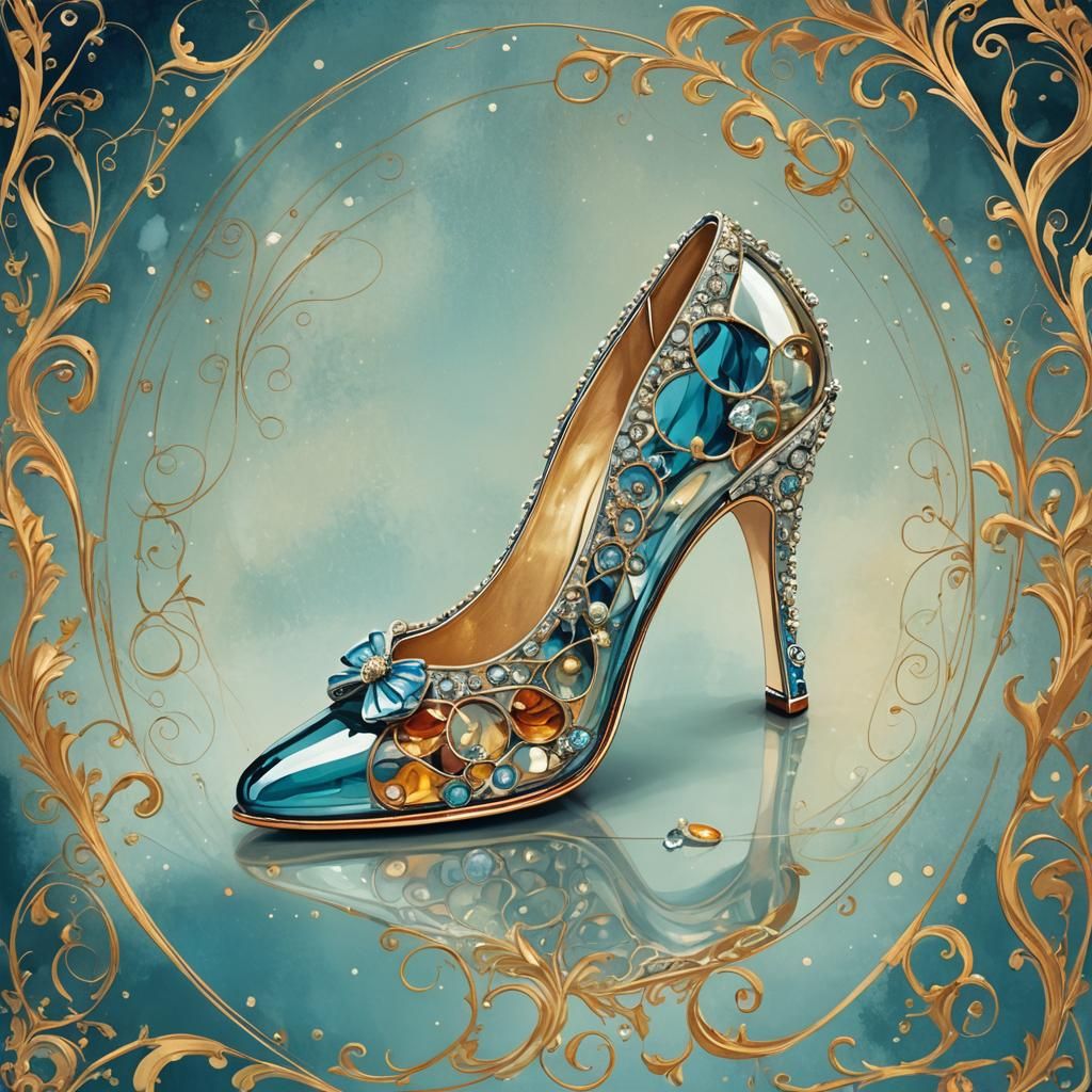 Cinderella's Slipper: Abstract Storybook Illustration