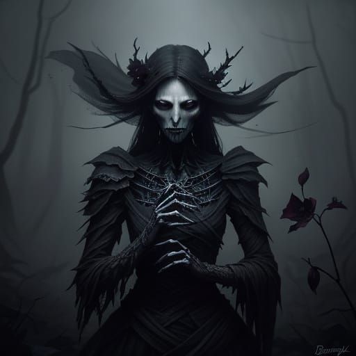 Dark Fantasy Blossom in Moonlight: Greg Rutkowski Style