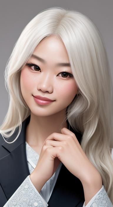 Bashful Platinum Blonde Girl Portrait in Studio Lighting
