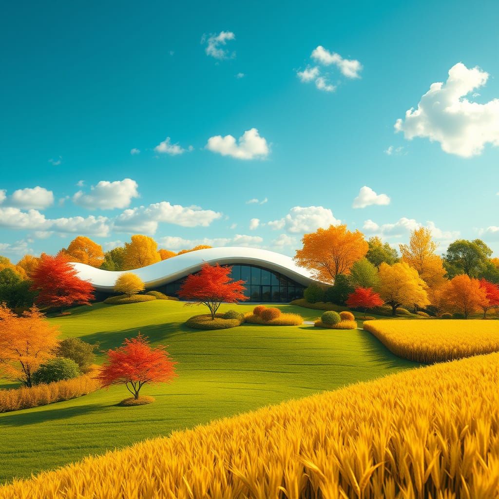 Sleek Futuristic Country House Amidst Vibrant Landscaping