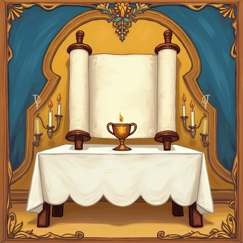 Torah Study Background in Chagall-Inspired Style