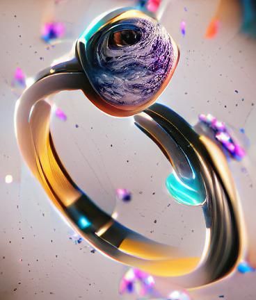 Stunning Ringed Planet in a Colorful Galaxy