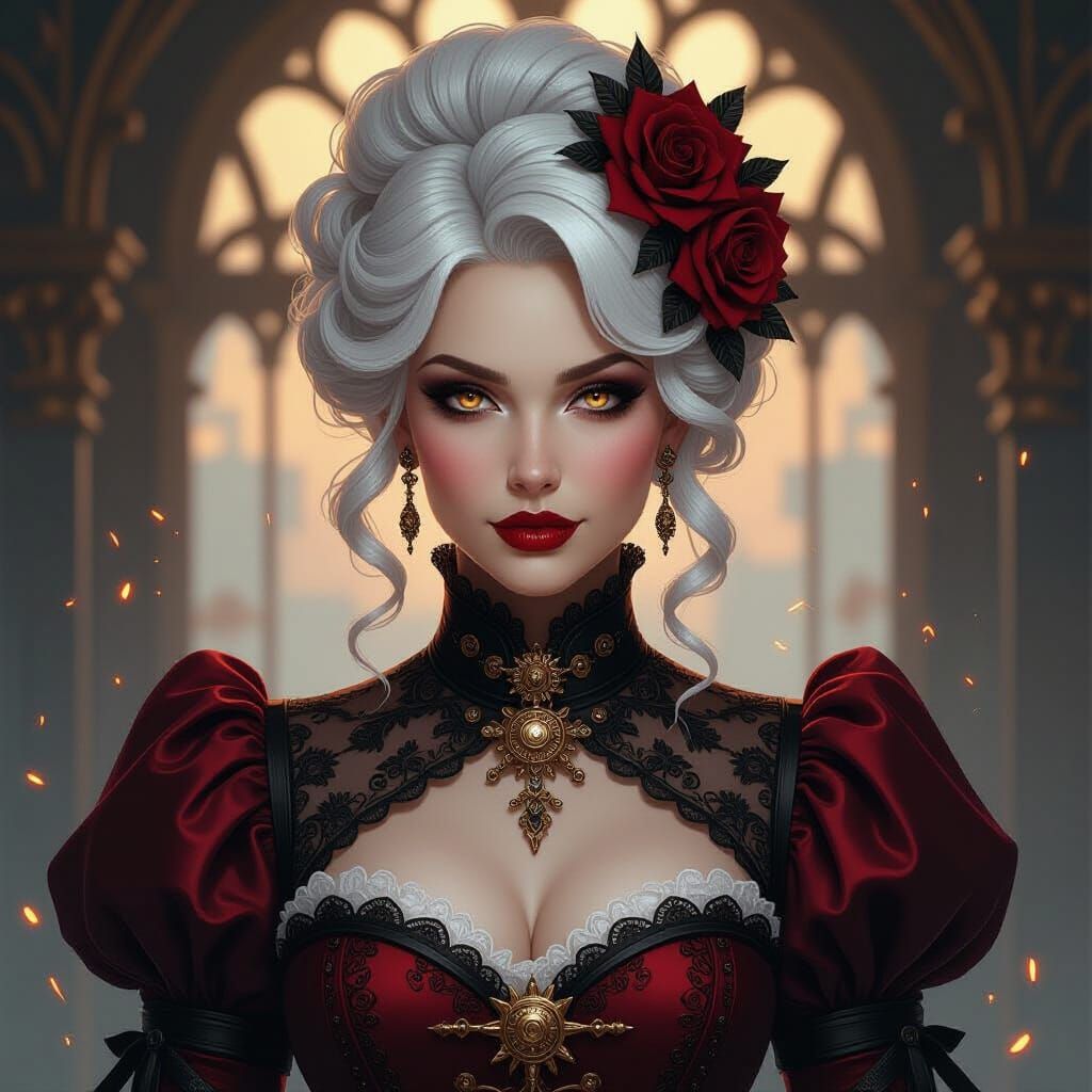 Steampunk Villainess Portrait with Mechanical Arm