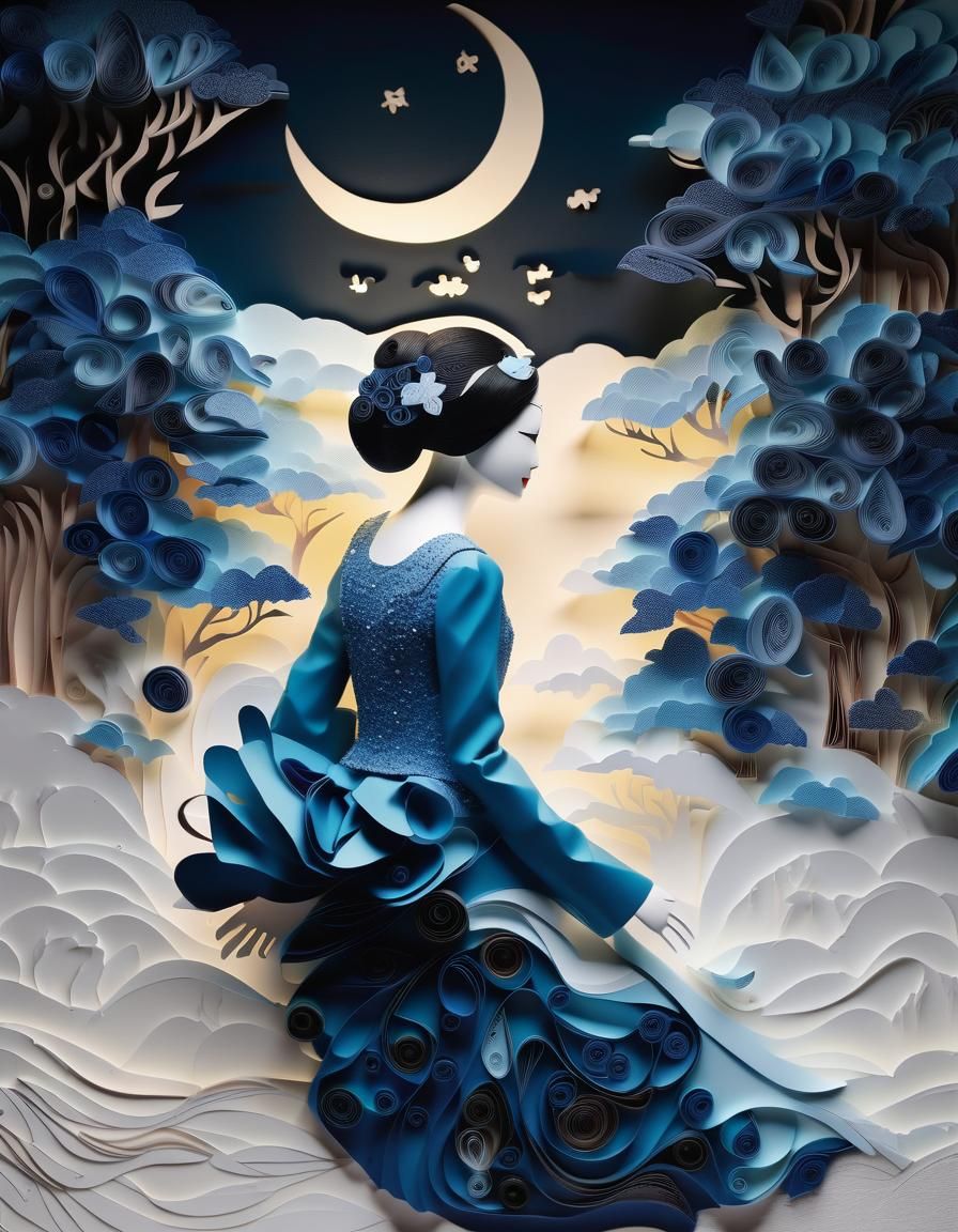 Intricate Paper Quilling Art in Kirigami Style