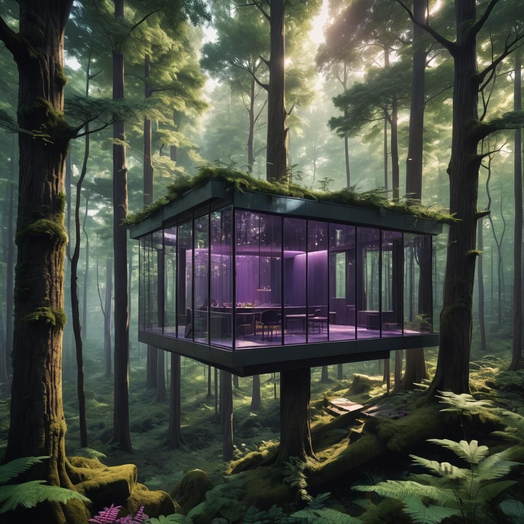 Cabin in Forest: Hyper-Realistic Digital Matte Painting