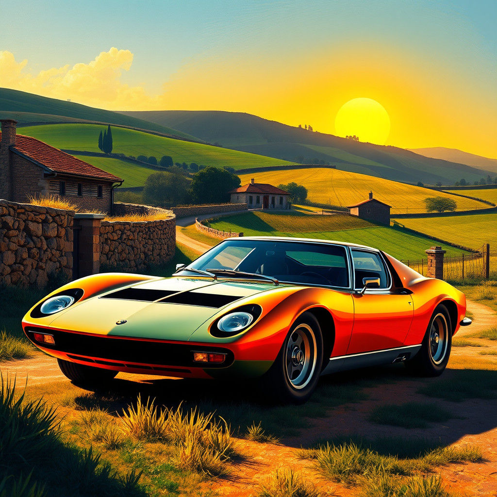 Lamborghini Miura in French Countryside, Gauguin Style