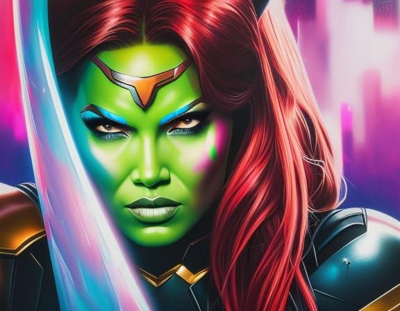 Gamora Graffiti Art in Polychromatic Splash Style