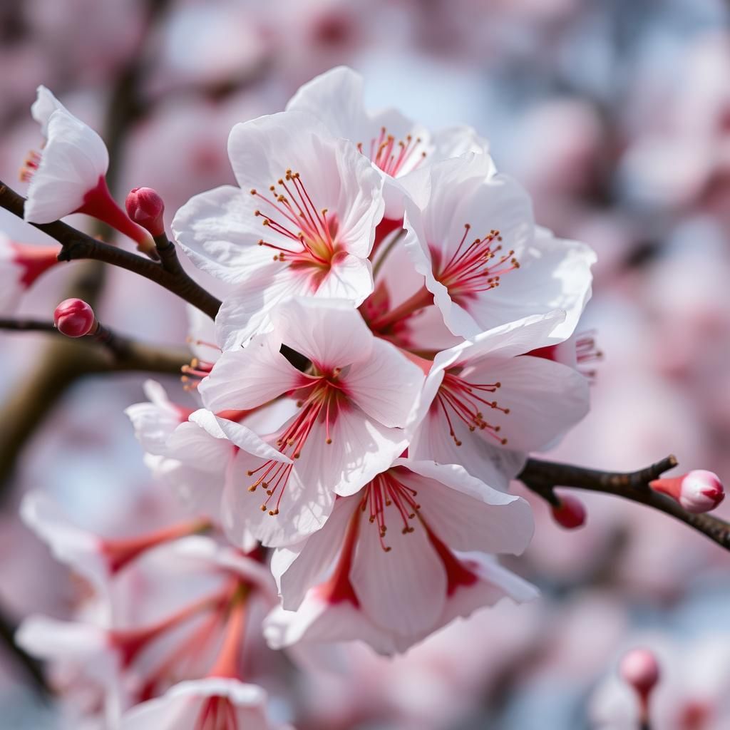 Detailed Cherry Blossoms Close-Up